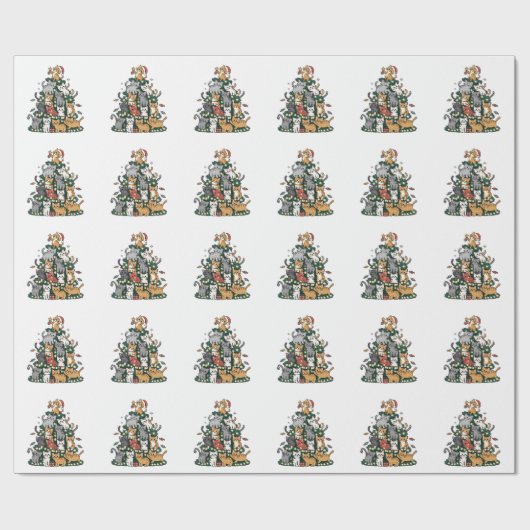 Funny Kitten Christmas Tree Cat Pet Animal Lover Geschenkpapier (Flach)