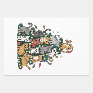 Funny Kitten Christmas Tree Cat Pet Animal Lover Geschenkpapier Set