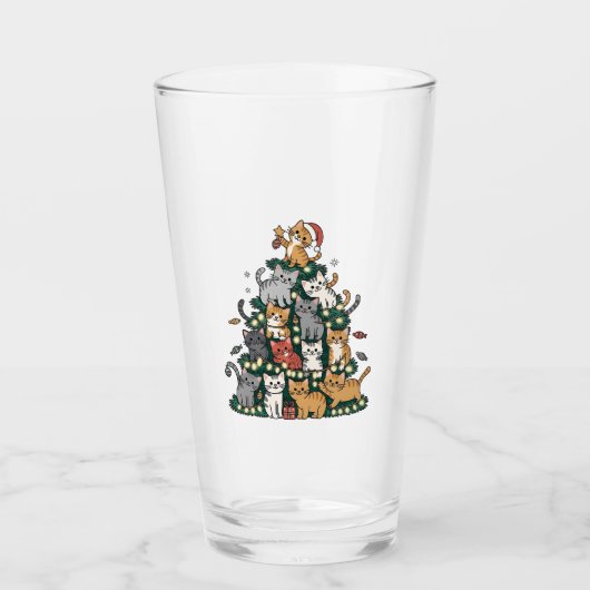 Funny Kitten Christmas Tree Cat Pet Animal Lover Glas (Vorderseite)