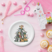 Funny Kitten Christmas Tree Cat Pet Animal Lover Pappteller (Party)