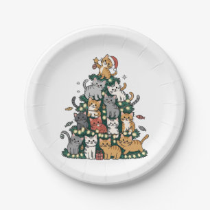 Funny Kitten Christmas Tree Cat Pet Animal Lover Pappteller