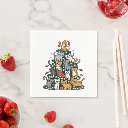 Funny Kitten Christmas Tree Cat Pet Animal Lover Serviette (Beispiel)