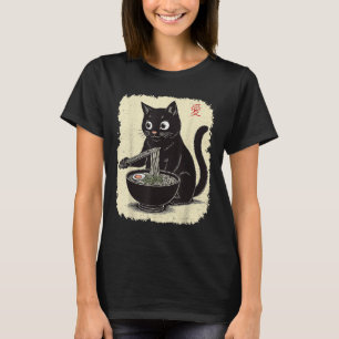 Funny Kitten Eating Ramen Japanisch Kawaii Anime C T-Shirt
