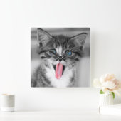 Funny Kitten Quadratische Wanduhr (Zuhause)