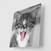Funny Kitten Quadratische Wanduhr (Winkel)
