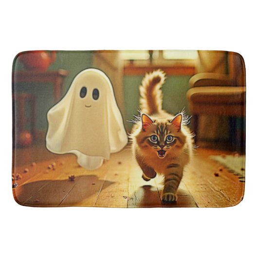 Funny Kitten Spooky Friend Badematte (Vorderseite)