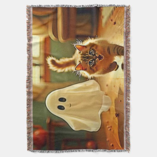 Funny Kitten Spooky Friend Design Decke (Vorderseite Vertikal)