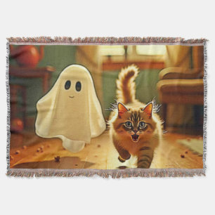 Funny Kitten Spooky Friend Design Decke