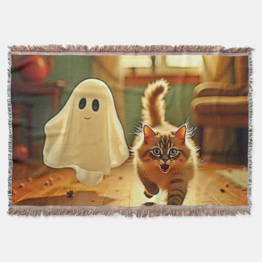 Funny Kitten Spooky Friend Design Decke (Vorderseite)
