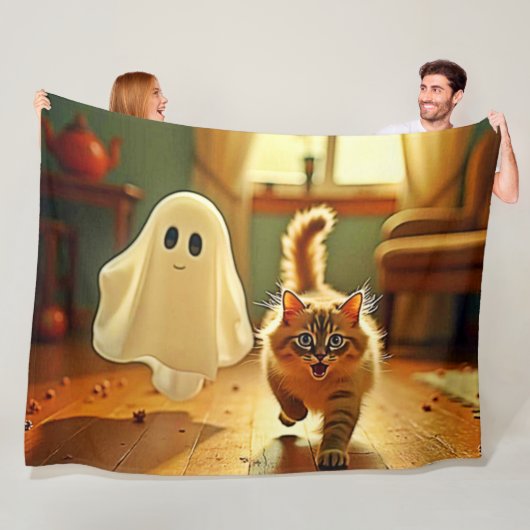 Funny Kitten Spooky Friend Design Fleecedecke (Beispiel)