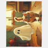 Funny Kitten Spooky Friend Design Fleecedecke (Vorderseite)