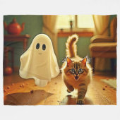 Funny Kitten Spooky Friend Design Fleecedecke (Vorderseite (Horizontal))