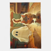Funny Kitten Spooky Friend Design Geschirrtuch (Vertikal)