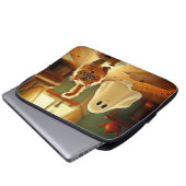 Funny Kitten Spooky Friend Design Laptopschutzhülle (Vorne Knopf)