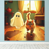 Funny Kitten Spooky Friend Design Leinwanddruck (Insitu (Holzboden))