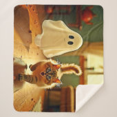 Funny Kitten Spooky Friend Design Sherpadecke (Vorderseite)