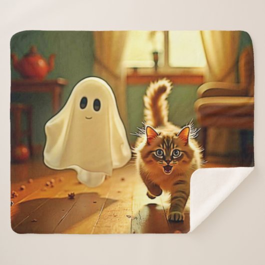 Funny Kitten Spooky Friend Design Sherpadecke (Vorderseite (Horizontal))