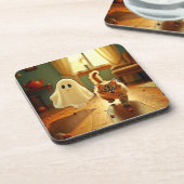 Funny Kitten Spooky Friend Getränkeuntersetzer (Linke Seite)