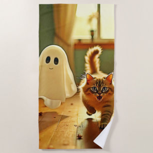 Funny Kitten Spooky Friend Strandtuch