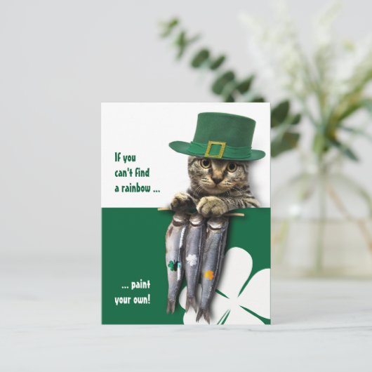 Funny Kitten St. Patrick's Day Custom Postkarte (Stehend Vorderseite)