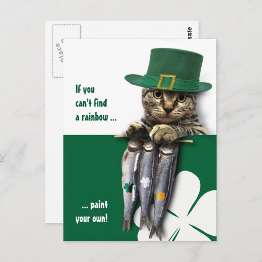 Funny Kitten St. Patrick's Day Custom Postkarte (Vorne/Hinten)