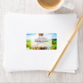 Funny Kittens auf grünem Feld. Adressaufkleber (Insitu)