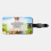 Funny Kittens auf grünem Feld. Gepäckanhänger (Rückseite horizontal)