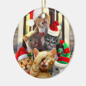 Funny kittens in Christmas Day Keramik Ornament (Links)