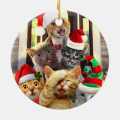 Funny kittens in Christmas Day Keramik Ornament (Hinten)