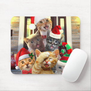 Funny kittens in Christmas Day Mousepad