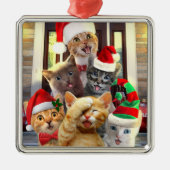 Funny kittens in Christmas Day Ornament Aus Metall (Vorne)