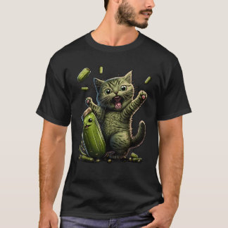 Funny Kittens vs Gherkin Pickle Cat Mama Lady T-Shirt