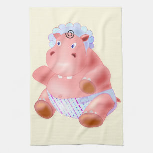 Funny Kittuch mit Baby Hippo Geschirrtuch