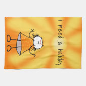 Funny Kittuch mit Sonnenschein Mädchen - Dein Text Geschirrtuch (Horizontal)