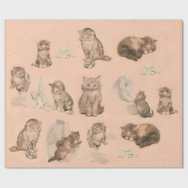 FUNNY KITTY CAT STORIES IN PINK GESCHENKPAPIER