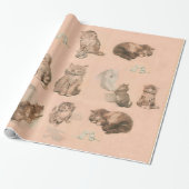 FUNNY KITTY CAT STORIES IN PINK GESCHENKPAPIER (Ungerollt)