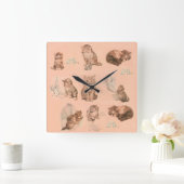 FUNNY KITTY CAT STORIES IN PINK QUADRATISCHE WANDUHR (Zuhause)