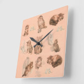 FUNNY KITTY CAT STORIES IN PINK QUADRATISCHE WANDUHR (Winkel)