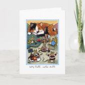 Funny Kitty Fluff Katze Grooming Maus geklappt Karte (Vorderseite)
