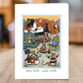 Funny Kitty Fluff Katze Grooming Maus geklappt Karte