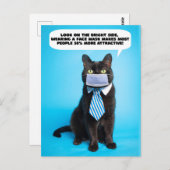 Funny Kitty in Coronavirus Gesichtsmaske und Krawa Postkarte (Vorne/Hinten)