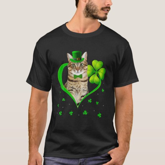 Funny Kitty Kleeblatt Cat Kitten Lover St Patrick' T-Shirt (Vorderseite)