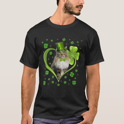Funny Kitty Kleeblatt Cat Kitten Lover St Patrick' T-Shirt (Vorderseite)