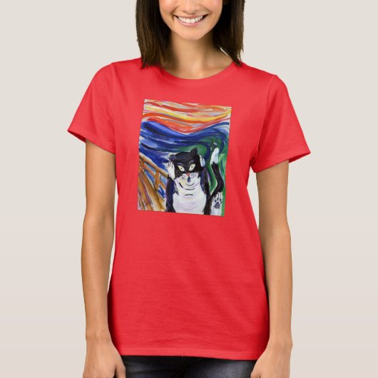 Funny Kitty Screening Cat T - Shirt (Vorderseite)