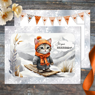 Funny Kitty Snow Winter Geburtstag Postkarte