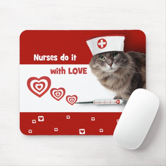 Funny Kitty Wear Nurse Cap Geschenk Mousepad (Mit Mouse)