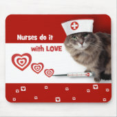 Funny Kitty Wear Nurse Cap Geschenk Mousepad (Vorne)
