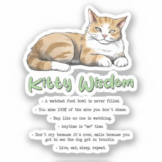 Funny Kitty Wisdom Aufkleber (Vorderseite)