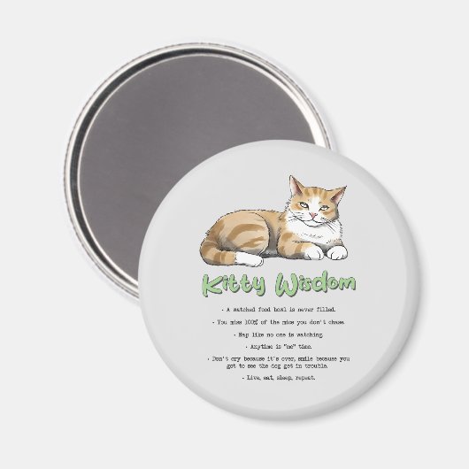 Funny Kitty Wisdom Magnet (Vorderseite/Rückseite)