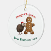 Funny Kiwi Bird in Santa Hat & Gingerbread Man  Keramik Ornament (Links)